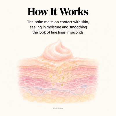 How it works: the balm melts on contact with skin
