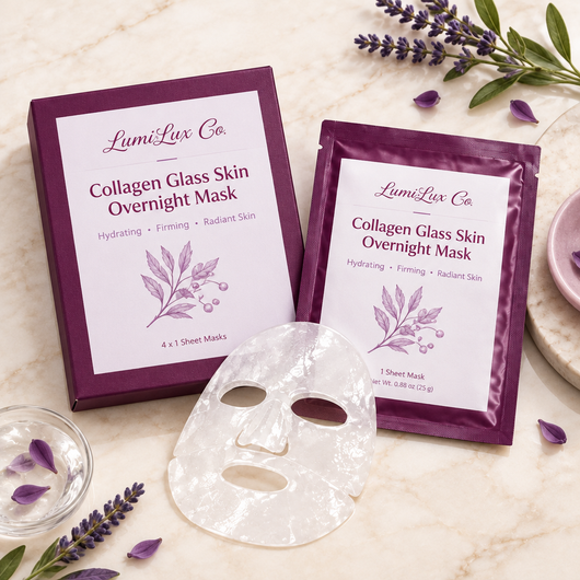 LumiLux Collagen Glass Skin Overnight Mask flatlay