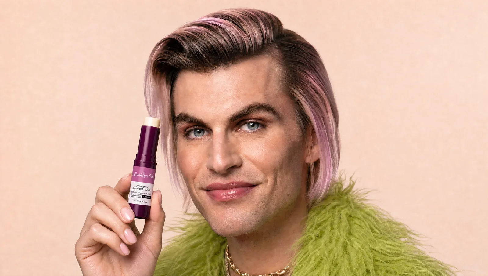 Jeffree Allen MUA holding Lumilux Multi Balm Stick