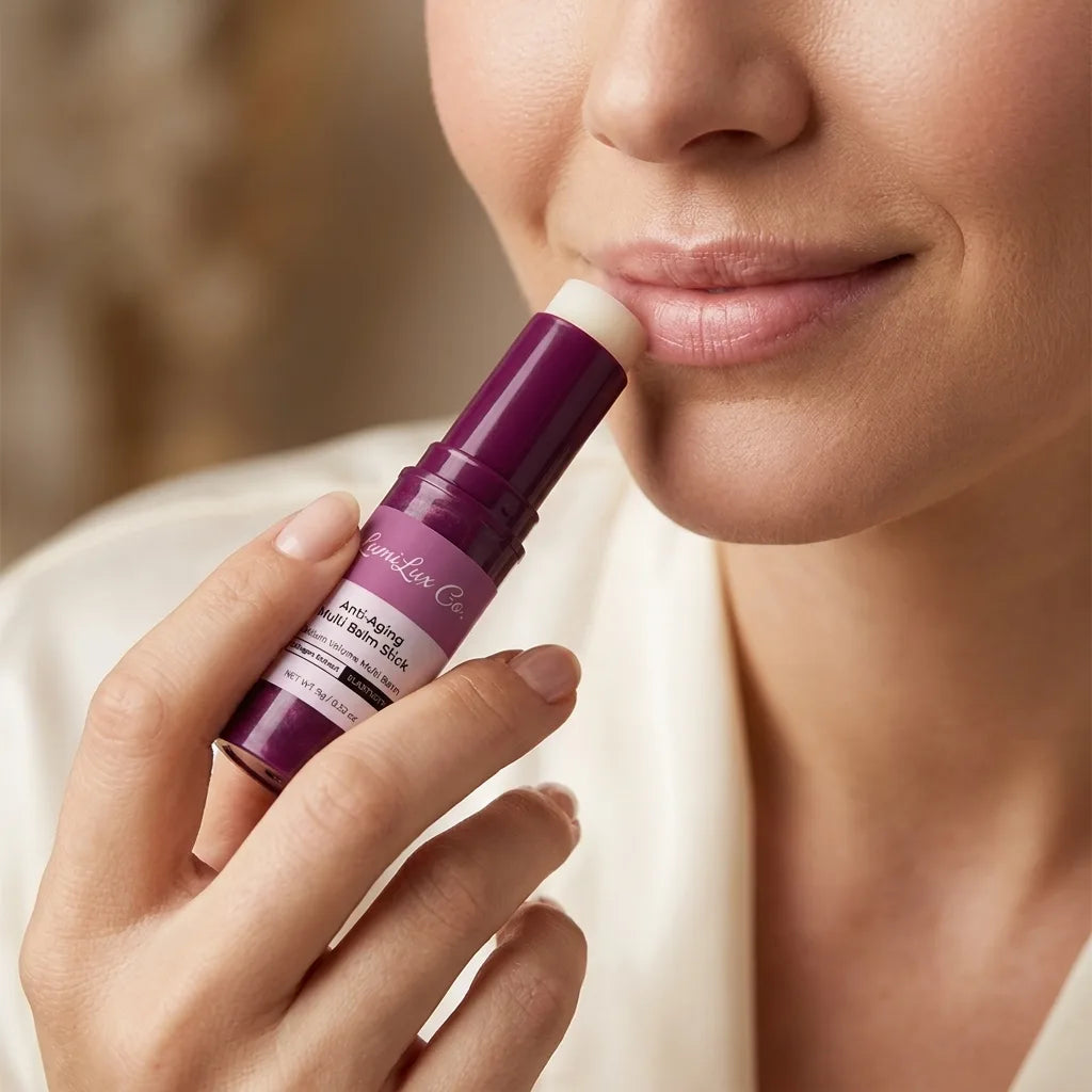 Cream balm blurring smoker lines on upper lip